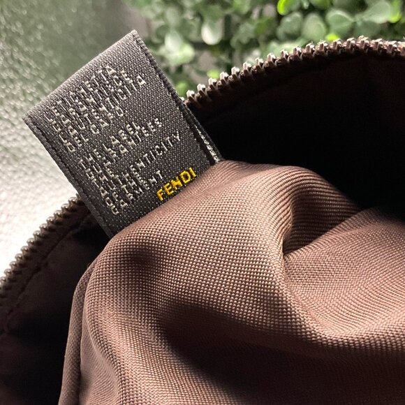 Fendi Vintage Shopping Tote Zucchino Canvas Small Top Zip Brown Handbag - Picture 8 of 8